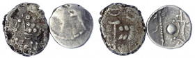 Kelten
2 Münzen: Stater der Durotriges in Britannien, Drachme der Eravisci (mittlere Donau).
beide schön