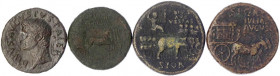 Römer
Kaiserzeit
4 Divus-Prägungen in Bronze: Augustus Dupondius, Julia Sesterz (Eselbiga), Germanicus As (Pferde-Quadriga), Vespasian Sesterz (Elef...