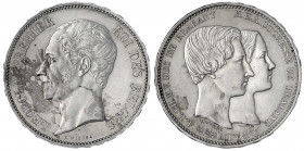 Belgien
Leopold I., 1830-1865
(5 Francs) Hochzeit in Silber 1853. vorzüglich/Stempelglanz, kl. Kratzer, etwas fleckig. Krause/Mishler X 2.1.