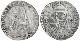 Belgien-Brabant
Philipp II., 1556-1598
1/5 Philippstaler 1576, Maastricht. fast sehr schön, Schrötlingsfehler, seltener Jahrgang. v. Gelder-Hoc 212-...