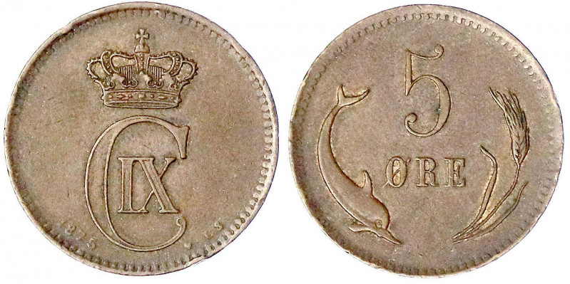 Dänemark
Christian IX., 1863-1906
5 Öre 1875 CS. sehr schön, Randfehler, selte...