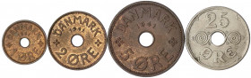 Dänemark-Färöer-Inseln
4 Münzen: 1, 2, 5, 25 Öre 1941. sehr schön bis fast Stempelglanz, selten. Sieg 1,2,3,5. Krause/Mishler 1,2,3,5.
