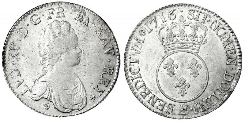 Frankreich
Ludwig XV., 1715-1774
Ecu Vertugadin 1716 E, Tours. vorzüglich/Stem...