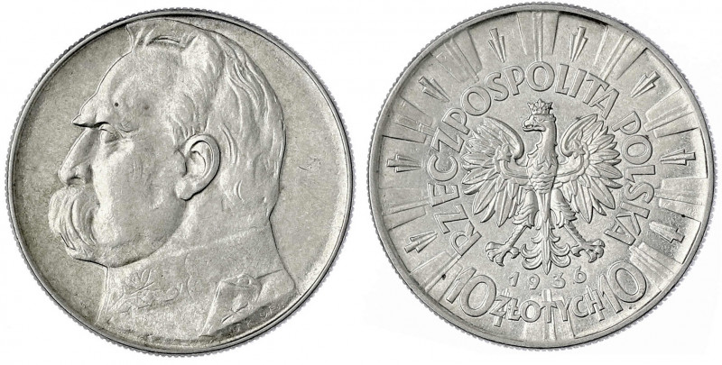 Polen
Zweite Republik, 1923-1939
10 Zlotych 1936, Josef Pilsudski.
gutes vorz...