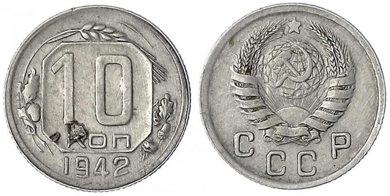 Russland
Sowjetunion (UdSSR), 1922-1991
10 Kopeken 1942. sehr schön, besseres ...