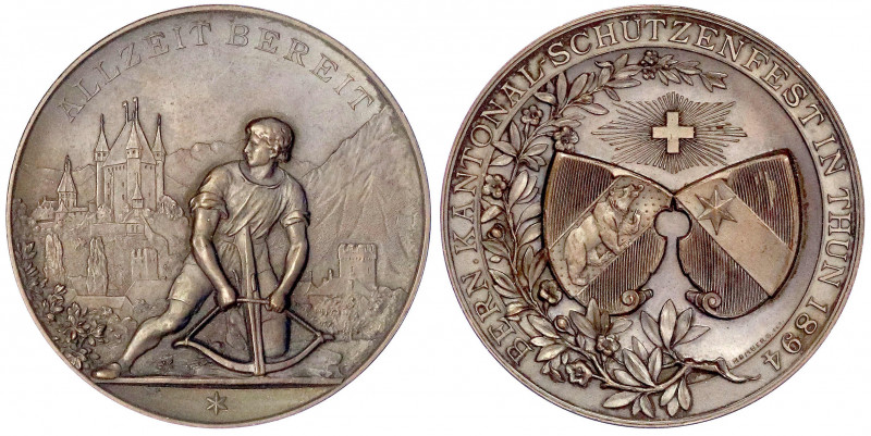 Schweiz-Bern
Bronzemedaille 1894 von Homberg, a.d. Kantonalschützenfest in Thun...