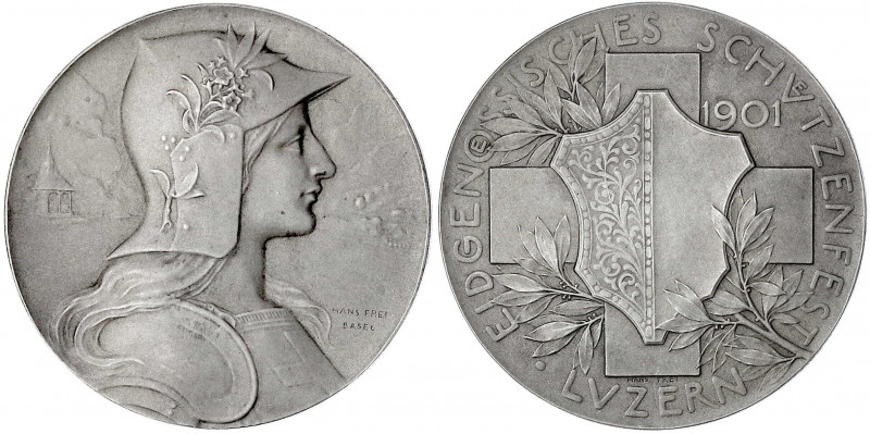 Schweiz-Luzern, Stadt
Silberne Schützenmedaille 1901 auf das Eidgen. Schützenfe...