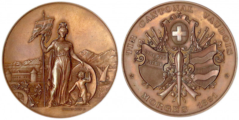 Schweiz-Waadt, Kanton
Bronzemedaille Morges 1891 von Bovy/Furet, auf das Kanton...