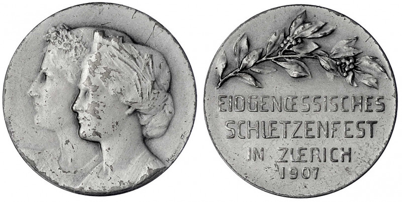 Schweiz-Zürich, Kanton
Silberne Schützenmedaille 1907 a.d. eidgen. Schützenfest...