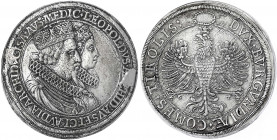 Haus Habsburg
Erzherzog Leopold V., 1619-1632
Doppeltaler o.J. Hall. Hochzeit mit Claudia von Medici. 57,31 g.
sehr schön, Fassungsspuren. Davenpor...