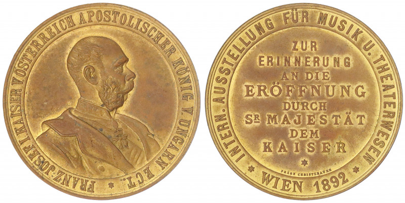 Haus Habsburg
Franz Joseph I., 1848-1916
Vergoldete Bronzemedaille 1892 v. Chr...