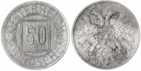 Republik Österreich
1. Republik, 1918-1938
50 Groschen 1934 Nachtschilling.
vorzüglich, schöne Patina. Jaeger/Jaeckel 438.