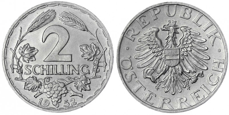 Republik Österreich
2. Republik nach 1945
2 Schilling Alu 1952. gutes vorzügli...