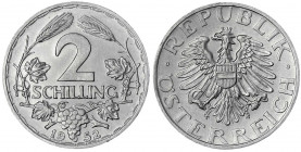 Republik Österreich
2. Republik nach 1945
2 Schilling Alu 1952. gutes vorzüglich, winz. Randfehler. J. 456.