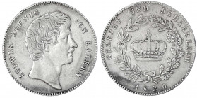 Bayern
Ludwig I., 1825-1848
Kronentaler 1826. sehr schön, Henkelspur. Jaeger 23. Thun 47. AKS 75.