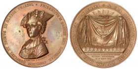 Brandenburg-Preußen
Friedrich II., 1740-1786
Bronzemedaille 1840 von Loos und Pfeuffer, auf die 100 Jf. der Loge zu den 3 Weltkugeln. 51 mm.
vorzüg...