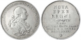 Brandenburg-Preußen
Friedrich Wilhelm II., 1786-1797
Silbermedaille 1786 von Loos. Berliner Huldigung. 27 mm; 7,06 g.
fast sehr schön, etwas geboge...