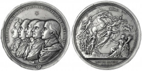Brandenburg-Preußen
Friedrich Wilhelm III., 1797-1840
Silbermedaille 1801, von Loos. Auf die 100-Jahrfeier des Königreiches. Gestaffelte Brb. der pr...