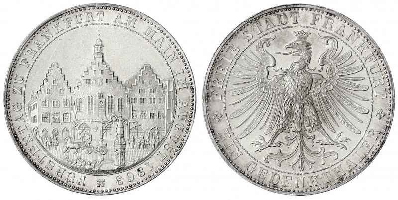 Frankfurt-Stadt
Vereinstaler 1863, Fürstentag.
fast Stempelglanz. Thun 147. AK...