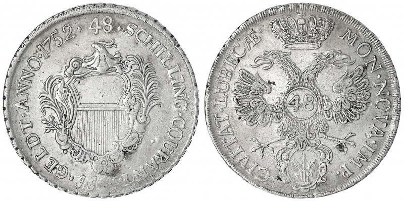 Lübeck-Stadt
Taler zu 48 Schilling 1752 JJJ. sehr schön. Behrens 291a. Davenpor...