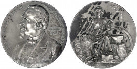 Preußen/-Herzogtum (Ostpreußen)
Medaillen
Versilberte Bronzemedaille 1905 zum 75. Geburtstag des Henry Axel Bück (1830 Bischofsburg/Biskupiec in Ost...