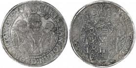 Sachsen-Albertinische Linie
Christian II. und seine Brüder unter Vormundschaft, 1591-1602
Reichstaler 1598, Dresden.
sehr schön, schöne Patina. Slg...