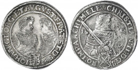 Sachsen-Albertinische Linie
Christian II., Johann Georg I. und August, 1602-1611
Reichstaler 1610 HR, Dresden. gutes sehr schön. Schnee 767. Davenpo...