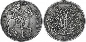 Sachsen-Albertinische Linie
Johann Georg I., 1615-1656
Silbermedaille o.J.(1624) von Herbart von Lünen Johann Georg zu Pferd r./Wappenbaum. 40 mm; 2...