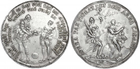 Sachsen-Albertinische Linie
Johann Georg I., 1615-1656
Silbermedaille 1628 von Dadler. Auf den Friedenswunsch. 54 mm; 33,40 g.
sehr schön, Kratzer,...