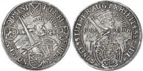 Sachsen-Albertinische Linie
Johann Georg I., 1615-1656
1/4 Taler 1630 auf das Konfessionsjubiläum.
sehr schön/vorzüglich, schöne Patina, Henkelspur...