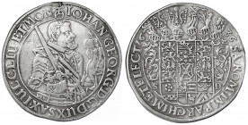 Sachsen-Albertinische Linie
Johann Georg I., 1615-1656
Reichstaler 1636 SD. sehr schön, Henkelspur. Schnee 871. Davenport. 7601.