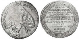 Sachsen-Albertinische Linie
Johann Georg III., 1680-1691
Sterbetaler (Kurranttaler) 1691. Gesenkte Fahne aus Wolke/11 Zeilen Schrift.
sehr schön/vo...