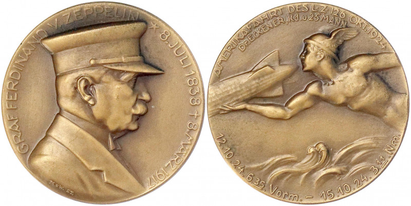 Luftfahrt und Raumfahrt
Bronzemedaille 1924 von M.& W. Stuttgart, a.d. Amerikaf...