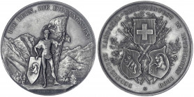Schützenmedaillen
Schweiz
Bern
Silbermedaille 1888 a.d. Kantonal Schützenfest in Interlaken. 45 mm, 36,78 g.
vorzüglich, schöne Patina. Richter 21...