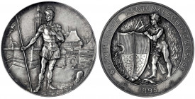 Schützenmedaillen
Schweiz
Solothurn
Silbermedaille 1895 a.d. Kantonalschützenfest in Solothurn. 45 mm, 39,16 g.
vorzüglich, schöne Patina. Richter...