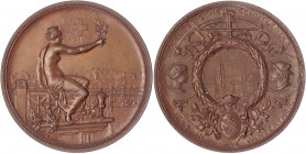 Schützenmedaillen
Schweiz
Winterthur
Bronzene Schützenmedaille 1895 a.d. Eidgenössische Schützenfest. 45 mm.
vorzüglich. Richter 1756d.