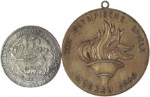 Zusammenstellungen und Lots
2 Stück: tragbare Bronzemedaille 1980 Olymp. Spiele Moskau, 80 mm; Abguss des doppelten Hochzeitstalers von Hamburg, 57,0...