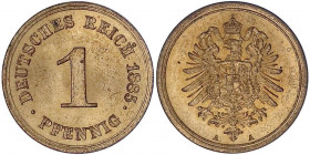 1 Pfennig kleiner Adler, Kupfer 1873-1889
1885 A. fast Stempelglanz. Jaeger 1.