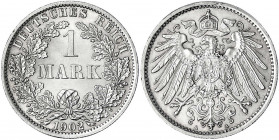 1 Mark großer Adler, Silber 1891-1916
1902 A. fast Stempelglanz. Jaeger 17.