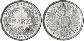 1 Mark großer Adler, Silber 1891-1916
1912 E. Polierte Platte, etwas berieben, selten. Jaeger 17.