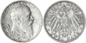 Baden
Friedrich I., 1856-1907
2 Mark 1902. 50 jähriges Regierungsjubiläum.
Stempelglanz. Jaeger 30.