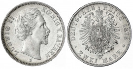 Bayern
Ludwig II., 1864-1886
2 Mark 1876 D. vorzüglich/Stempelglanz aus EA. Jaeger 41.