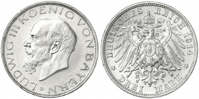 Bayern
Ludwig III., 1913-1918
3 Mark 1914 D. vorzüglich/Stempelglanz. Jaeger 52.