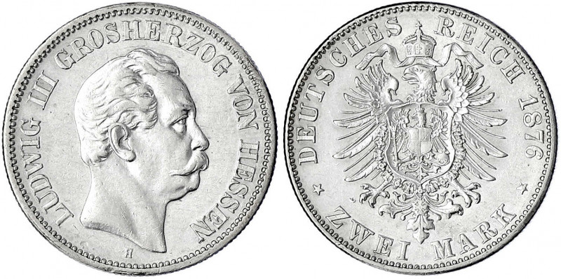 Hessen
Ludwig III., 1848-1877
2 Mark 1876 H. gutes vorzüglich, selten in diese...