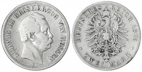 Hessen
Ludwig III., 1848-1877
2 Mark 1876 H. schön/sehr schön. Jaeger 66.