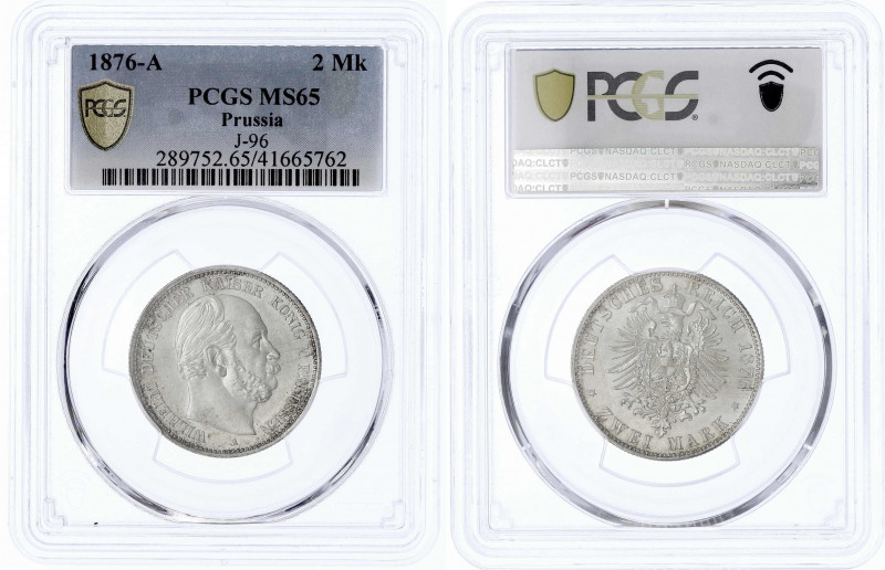 Preußen
Wilhelm I., 1861-1888
2 Mark 1876 A. Im PCGS-Blister mit Grading MS 65...