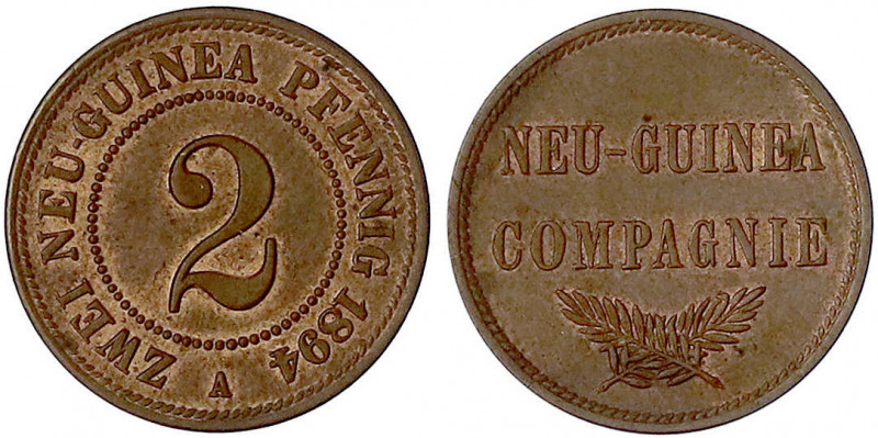 Deutsch-Neuguinea
Neuguinea Compagnie
2 Neuguinea-Pfennig 1894 A. vorzüglich/S...