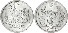 Danzig, Freie Stadt
1 Gulden 1923. Hansekogge.
vorzüglich/Stempelglanz. Jaeger D7.