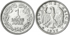 Kursmünzen
1 Reichsmark, Silber 1925-1927
1926 J. sehr schön/vorzüglich. Jaeger 319.