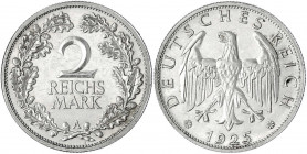 Kursmünzen
2 Reichsmark, Silber 1925-1931
1925 A. Polierte Platte, berieben. Jaeger 320.
